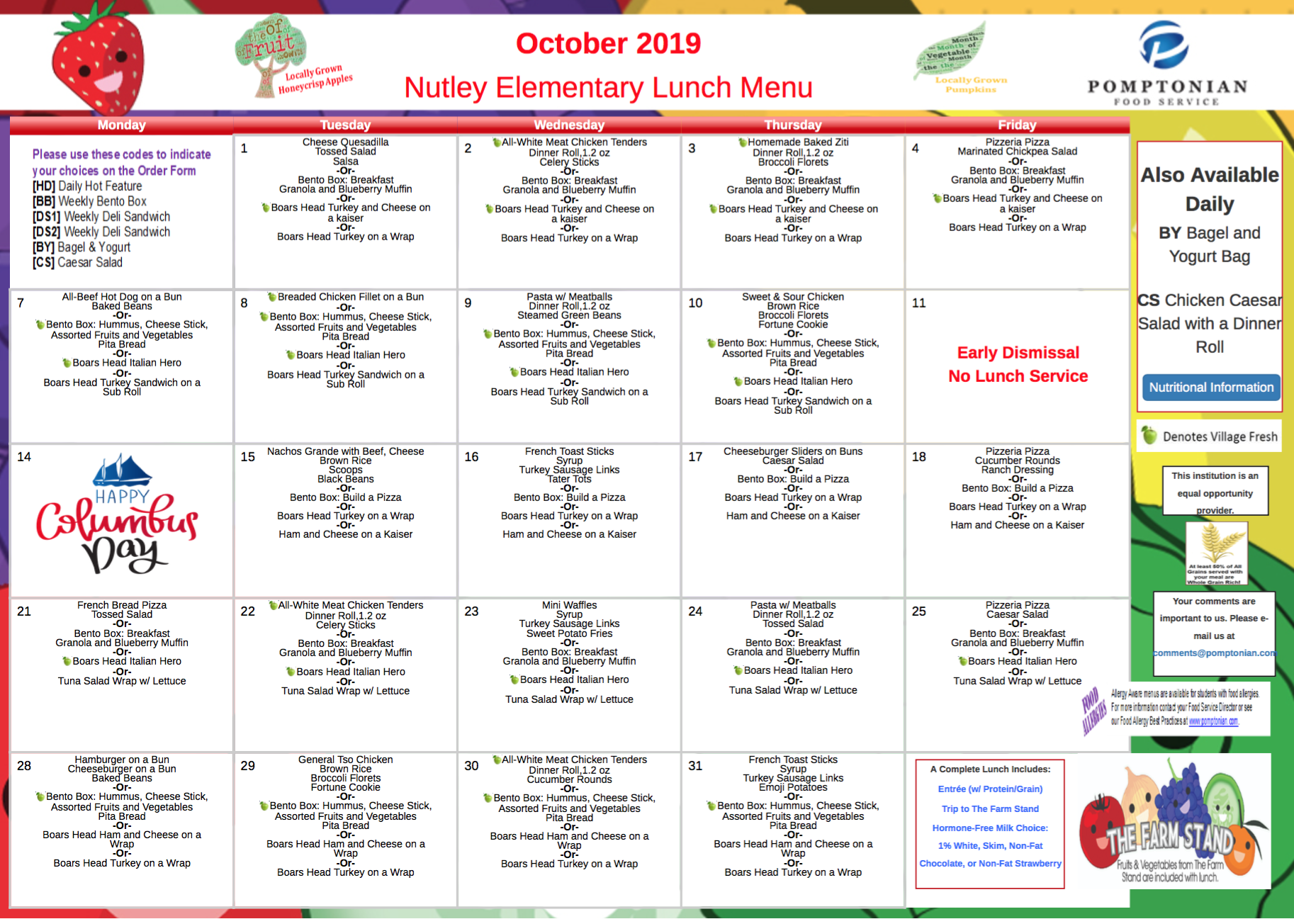 Changes to Washington School Lunch Begins October 1 Nutley Public